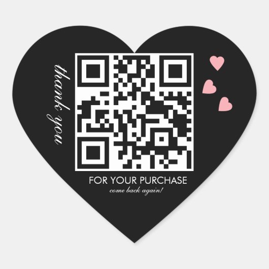 Sticker Cœur Script QR Code Merci Rose Flottant (Devant)