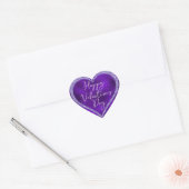 Sticker Cœur Script Romantique Paillettes Violettes Saint-Valen (Enveloppe)