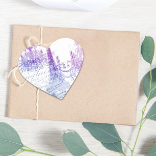 Sticker Cœur scripts Tour Eiffel pourpre de Paris de lustre