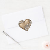 Sticker Cœur Scroll de coeur Brown avec blanc (Enveloppe)