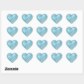Sticker Cœur Scroll de coeur Turquoise avec blanc (Feuille)
