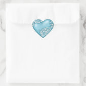 Sticker Cœur Scroll de coeur Turquoise avec blanc (Sac)