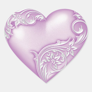 Sticker Cœur Scroll du coeur Violet clair avec blanc