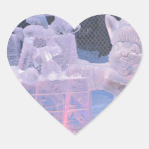Sticker Cœur Sculpture de glace artistique sportive gravure cad
