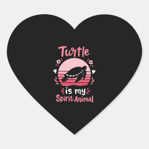Sticker Cœur Sea Turtle Spirit Animal Retro