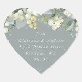 Sticker Cœur Seafoam Green Snowberry+Eucalyptus Adresse (Devant)