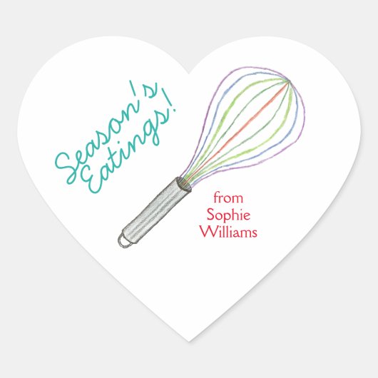 Sticker Cœur Season's Eatings cookie gift labels (Devant)
