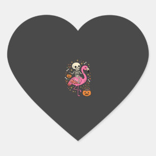 Sticker Cœur Seau de bonbons squelette de flamant rose d'Hallow