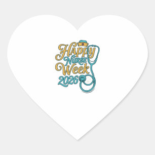 Sticker Cœur Semaine de la infirmière heureuse 2026 Stethoscope