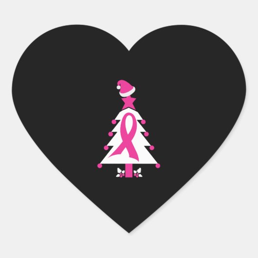 Sticker Cœur Sensibilisation au cancer du sein de Noël (Devant)