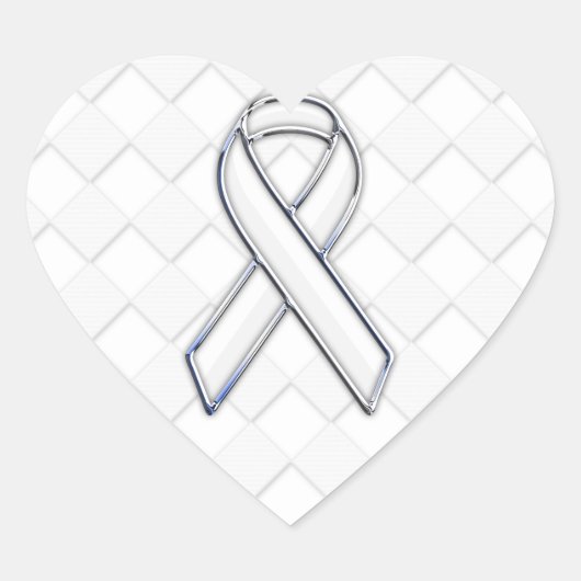 Sticker Cœur Sensibilisation moderne au ruban blanc sur les chè (Devant)