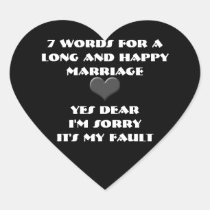 Sticker Cœur Sept Mots Pour un Mariage Long et Heureux