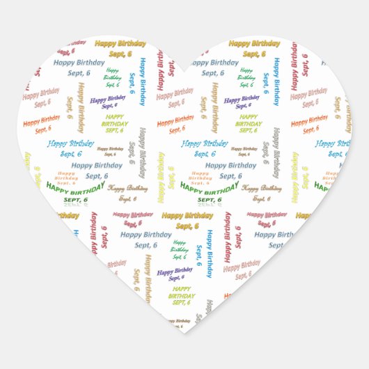 Sticker Cœur Septembre 6 Anniversaire (Devant)