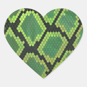Sticker Cœur Serpent noir et vert