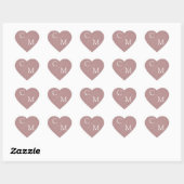 Sticker Cœur Serviette à monogramme simple et élégant (Feuille)