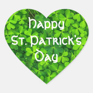 Sticker Cœur Shamrock Clover Feuilles St. Patrick's Day Fun