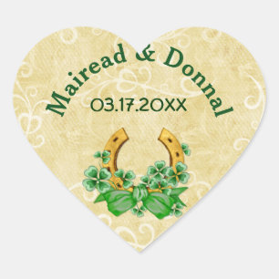 Sticker Cœur Shamrock et Mariage irlandais d'or