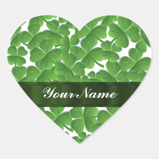 Sticker Cœur Shamrocks irlandais verts personnalisés
