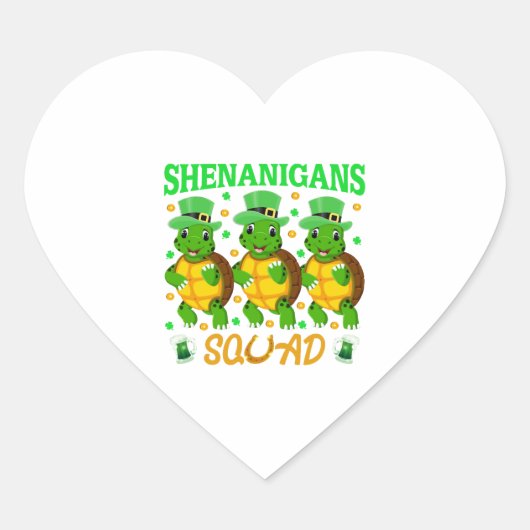 Sticker Cœur Shenanigans Squad St Patrick's Day Cute Turtle (Devant)