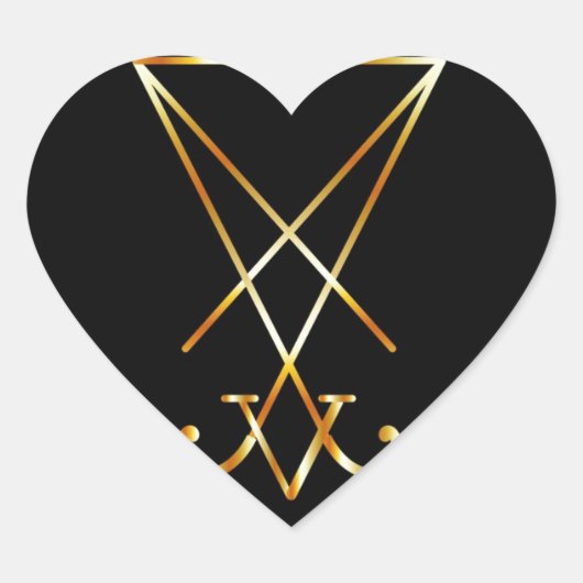 Sticker Cœur Sigil de Lucifer - Un symbole du satanisme (Devant)