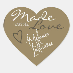 Sticker Cœur Signature Script Gold Beige Fabriqué avec coeur d'