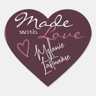 Sticker Cœur Signature Script Purple Bourgogne Fabriqué avec am