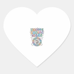 Sticker Cœur Signe du zodiaque licorne Kawaii Design vectoriel_