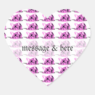 Sticker Cœur Silhouette de Bouledogue Français