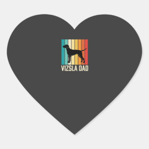 Sticker Cœur Silhouette de chien papa Vizsla rétro