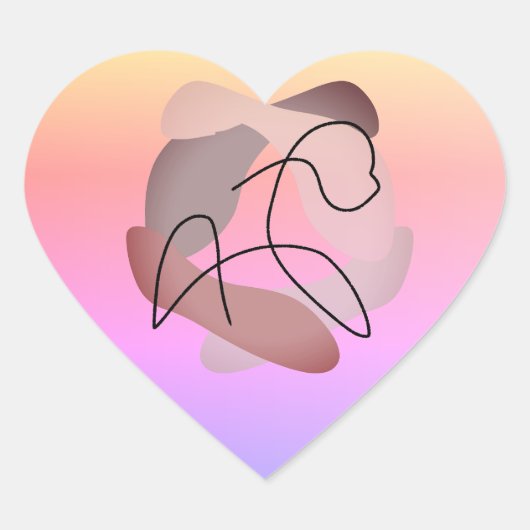 Sticker Cœur Silhouette de Sérénité : La Beauté d'un Cheval Lib (Devant)