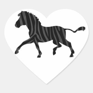 Sticker Cœur Silhouette d'impression noir et gris Zebra