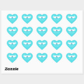 Sticker Cœur Silhouette d'Inséparables blancs turquoise (Feuille)