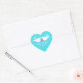 Sticker Cœur Silhouette d'Inséparables blancs turquoise (Enveloppe)
