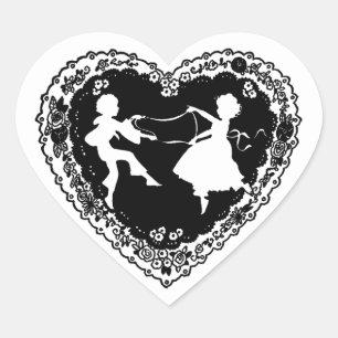 Sticker Cœur Silhouette vintage Valentine
