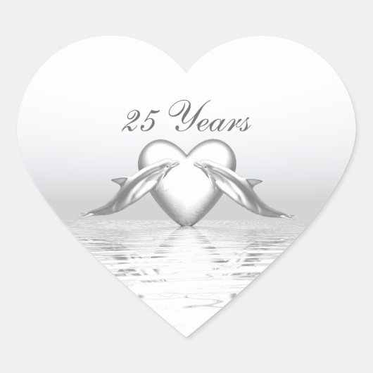 Sticker Cœur Silver Anniversary Dolphins et Heart (Devant)