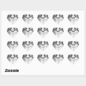 Sticker Cœur Silver Et Black Glam Élégant Mariage élégant (Feuille)
