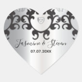 Sticker Cœur Silver Et Black Glam Élégant Mariage élégant (Devant)