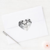 Sticker Cœur Silver Et Black Glam Élégant Mariage élégant (Enveloppe)
