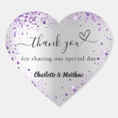 Sticker Cœur Silver violet coeur merci mariage (Devant)