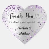 Sticker Cœur Silver violet coeur merci mariage (Devant)