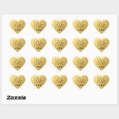 Sticker Cœur Simple AMOUR Faux Gold Foil Mariage Initiales Coeu (Feuille)