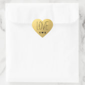 Sticker Cœur Simple AMOUR Faux Gold Foil Mariage Initiales Coeu (Sac)