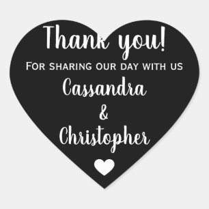 Sticker Cœur Simple calligraphie mariage merci élégant