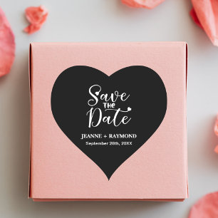 Sticker Cœur Simple Calligraphie Noir Mariage Carte de Préavis 