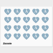 Sticker Cœur Simple douche de mariage bleu poussiéreux blanc mo (Feuille)