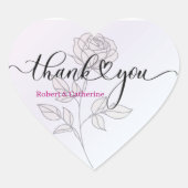 Sticker Cœur Simple élégant classique Mariage floral Merci (Devant)