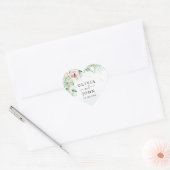 Sticker Cœur Simple Elégant rose Géométrique Vert Floral (Enveloppe)