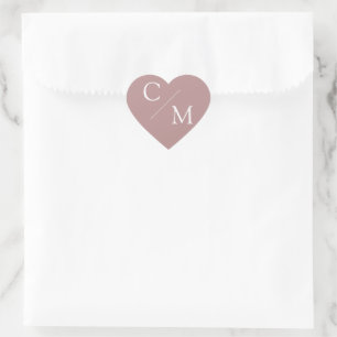 Sticker Cœur Simple et élégant monogramme Serviette