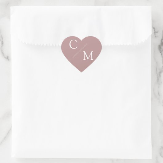Sticker Cœur Simple et élégant monogramme Serviette (Sac)