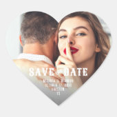 Sticker Cœur Simple rustique Enregistrer la date Photo mariage  (Devant)